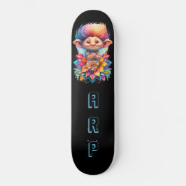 *~* Sweet Troll AP89 Neon Rainbow Initialen Flower Persoonlijk Skateboard