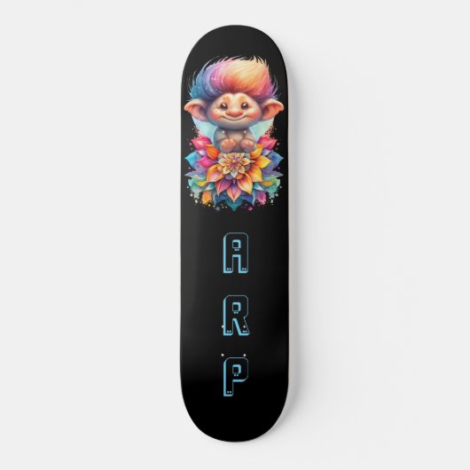 *~* Sweet Troll AP89 Neon Rainbow Initialen Flower Persoonlijk Skateboard (Voorkant)
