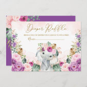 Sweet Tropical Boho Elephant Baby Diaper Raffle Informatiekaartje (Voorkant / Achterkant)