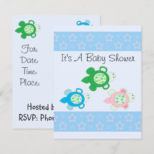 Sweet Turtle Baby shower Kaart (Voorkant / Achterkant)