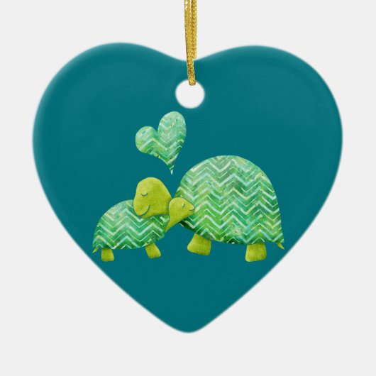 Sweet Turtle Hugs Mam en Baby Keramisch Ornament (Voorkant)