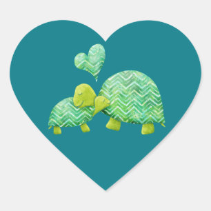 Sweet Turtle knuffels mam en Baby Hart Sticker
