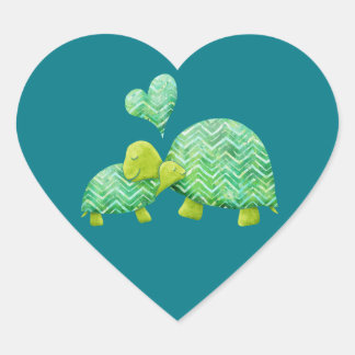Sweet Turtle knuffels mam en Baby Hart Sticker