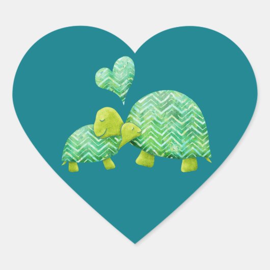 Sweet Turtle knuffels mam en Baby Hart Sticker (Voorkant)