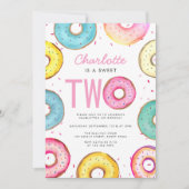 Sweet Twee Waterverf Schattigee Donuts 2e Verjaard Kaart (Voorkant)