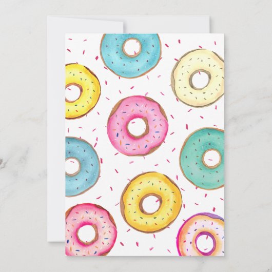 Sweet Twee Waterverf Schattigee Donuts 2e Verjaard Kaart (Achterkant)