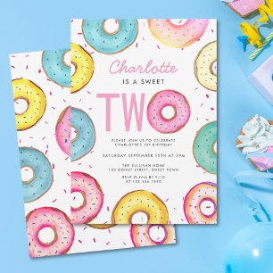 Sweet Twee Waterverf Schattigee Donuts 2e Verjaard Kaart