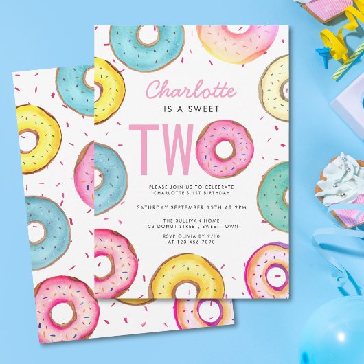 Sweet Twee Waterverf Schattigee Donuts 2e Verjaard Kaart