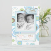 Sweet Twin Boys Argyle Foto geboorteaankondiging Aankondiging (Staand voorkant)