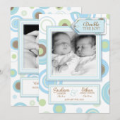 Sweet Twin Boys Argyle Foto geboorteaankondiging Aankondiging (Voorkant / Achterkant)