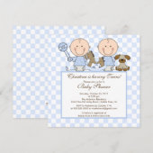 Sweet Twin Boys Twins Baby shower Invitation Kaart (Voorkant / Achterkant)