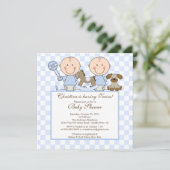 Sweet Twin Boys Twins Baby shower Invitation Kaart (Staand voorkant)