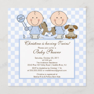 Sweet Twin Boys Twins Baby shower Invitation Kaart