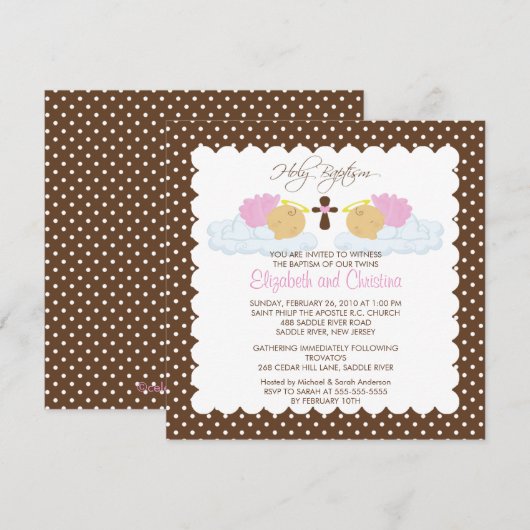 Sweet Twins Baby Girls Heilige Baptisme Kaart (Voorkant / Achterkant)