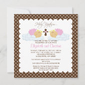 Sweet Twins Baby Girls Heilige Baptisme Kaart (Voorkant)