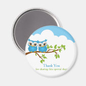 Sweet Twins Owls Boy Baby Bedankt Magnet (Voorkant / Achterkant)