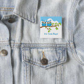 Sweet Twins Owls Boy Baby Button (In situ)