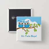 Sweet Twins Owls Boy Baby Button (Voorkant /achterkant)
