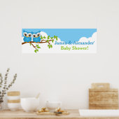 Sweet Twins Owls Boy Baby shower Banner Poster (Keuken)