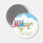 Sweet Twins Owls Boy Girl Baby Magnet (Voorkant / Achterkant)
