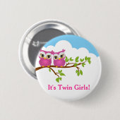 Sweet Twins Owls Girl Baby Button (Voorkant /achterkant)
