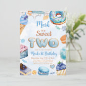 Sweet Two 2e Verjaardag Jongen Kaart (Staand voorkant)