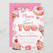 Sweet Two Birthday Girl Kaart (Voorkant / Achterkant)