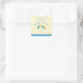 Sweet Umbrella Baby shower blauw geel dank u Vierkante Sticker (Tas)