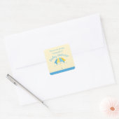 Sweet Umbrella Baby shower blauw geel dank u Vierkante Sticker (Envelop)