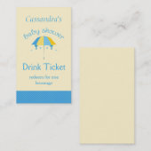 Sweet Umbrella Baby shower Blue Drink Ticket (Voorkant / Achterkant)