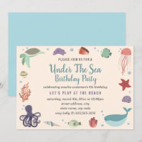 Sweet Under The Zee Kids Verjaardagsuitnodiging