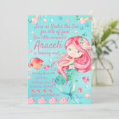 Sweet Under the Zee Roze Zeemeermin Meisjes Verjaa Kaart (Staand voorkant)