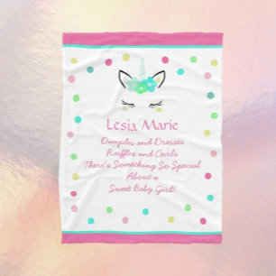 Sweet Unicorn! Aangepaste babymeisjesbank Fleece Deken