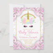 Sweet Unicorn Baby Meisje Douche Uitnodigingen (Voorkant)