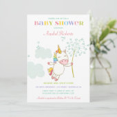 Sweet Unicorn Baby shower Invitation Dandelion Kaart (Staand voorkant)