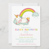 Sweet Unicorn Baby shower Invitation Rainbow Kaart (Voorkant)