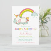 Sweet Unicorn Baby shower Invitation Rainbow Kaart (Staand voorkant)