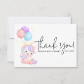 Sweet Unicorn Balloons Pastel Baby Shower Bedankkaart (Voorkant)
