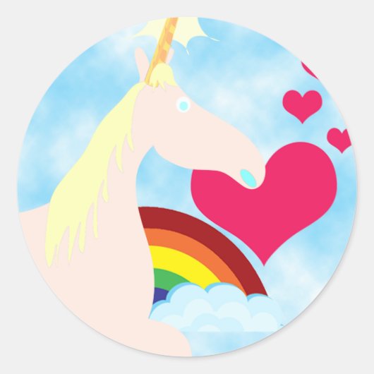 Sweet Unicorn en Rainbow Badge Ronde Sticker (Voorkant)