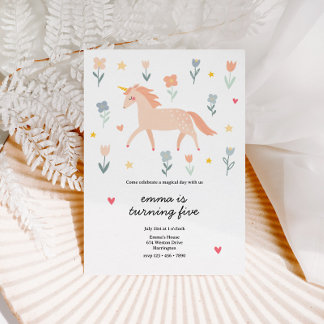 Sweet Unicorn Floral Birthday Kaart