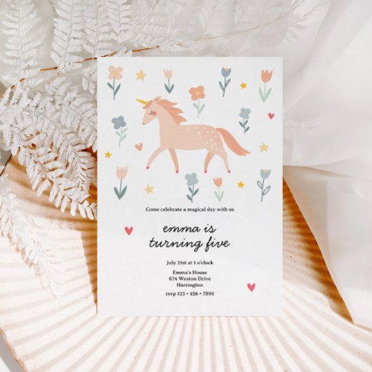 Sweet Unicorn Floral Birthday Kaart
