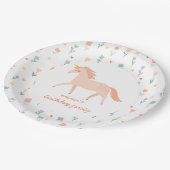 Sweet Unicorn Floral Papieren Bordje (Gekanteld)