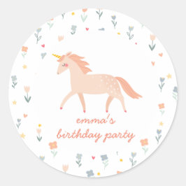 Sweet Unicorn Floral Ronde Sticker