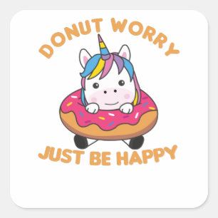 Sweet Unicorn Funny Animals in Donut Roze Vierkante Sticker