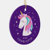 Sweet Unicorn-kerstversiering Keramisch Ornament (Rechts)