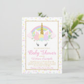 Sweet Unicorn Rainbow Baby Girl Douche Uitnodiging (Staand voorkant)