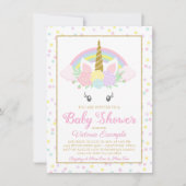 Sweet Unicorn Rainbow Baby Girl Douche Uitnodiging (Voorkant)