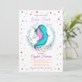 Sweet Unicorn Waterverf Floral Baby shower Kaart (Staand voorkant)