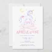 Sweet Unicorn Waterverf Roze kinderen van afgelope Kaart (Voorkant)