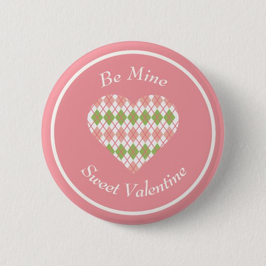 Sweet Valentijn Argyle Big Heart Button (Voorkant)
